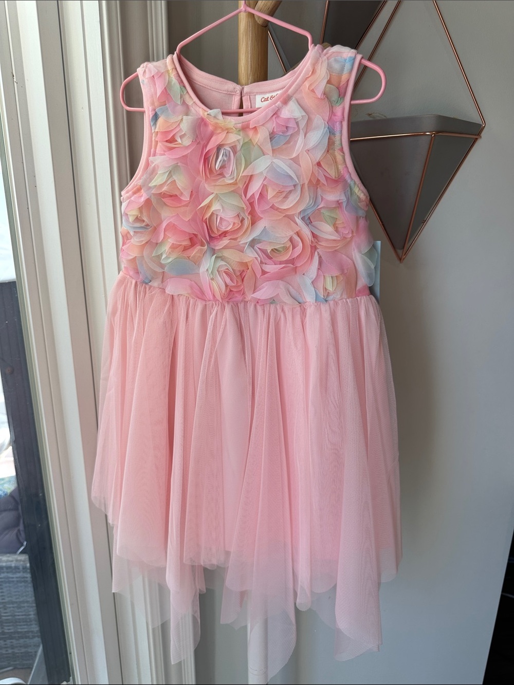Cat & Jack Pastel Pink Floral Tulle Tutu Birthday Dress Girls 5T